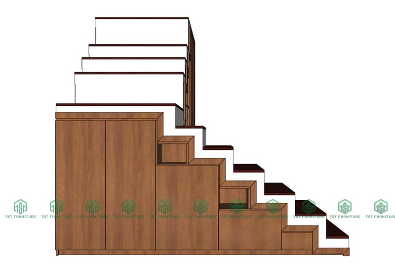 Mẫu Thiết kế 3D Tủ gầm cầu thang 2