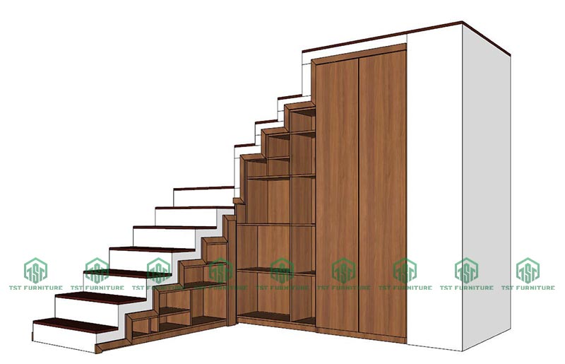 Mẫu Thiết kế 3D Tủ gầm cầu thang 4