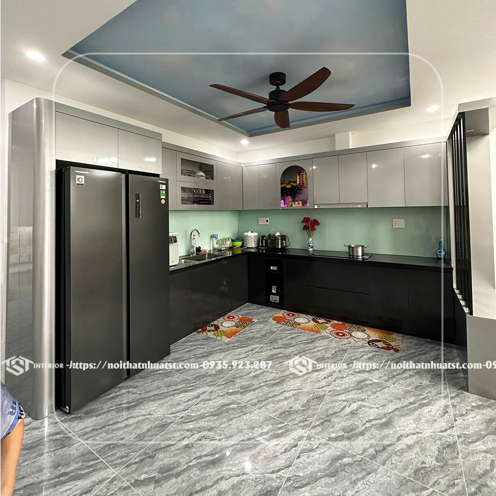 Tu bep nhua chu L TB33 dep Tu bep nhua chu L TB33 dep